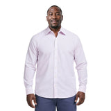 BIG & TALL LUXURY SPORT L/S STRIPED SHIRT - ROSE SHADOW