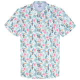 DOCKSIDE CHAMBRAY S/S PRINTED SHIRT - TEAL