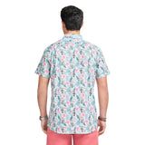DOCKSIDE CHAMBRAY S/S PRINTED SHIRT - TEAL
