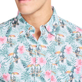 DOCKSIDE CHAMBRAY S/S PRINTED SHIRT - TEAL