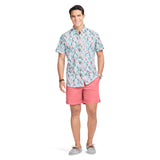 DOCKSIDE CHAMBRAY S/S PRINTED SHIRT - TEAL