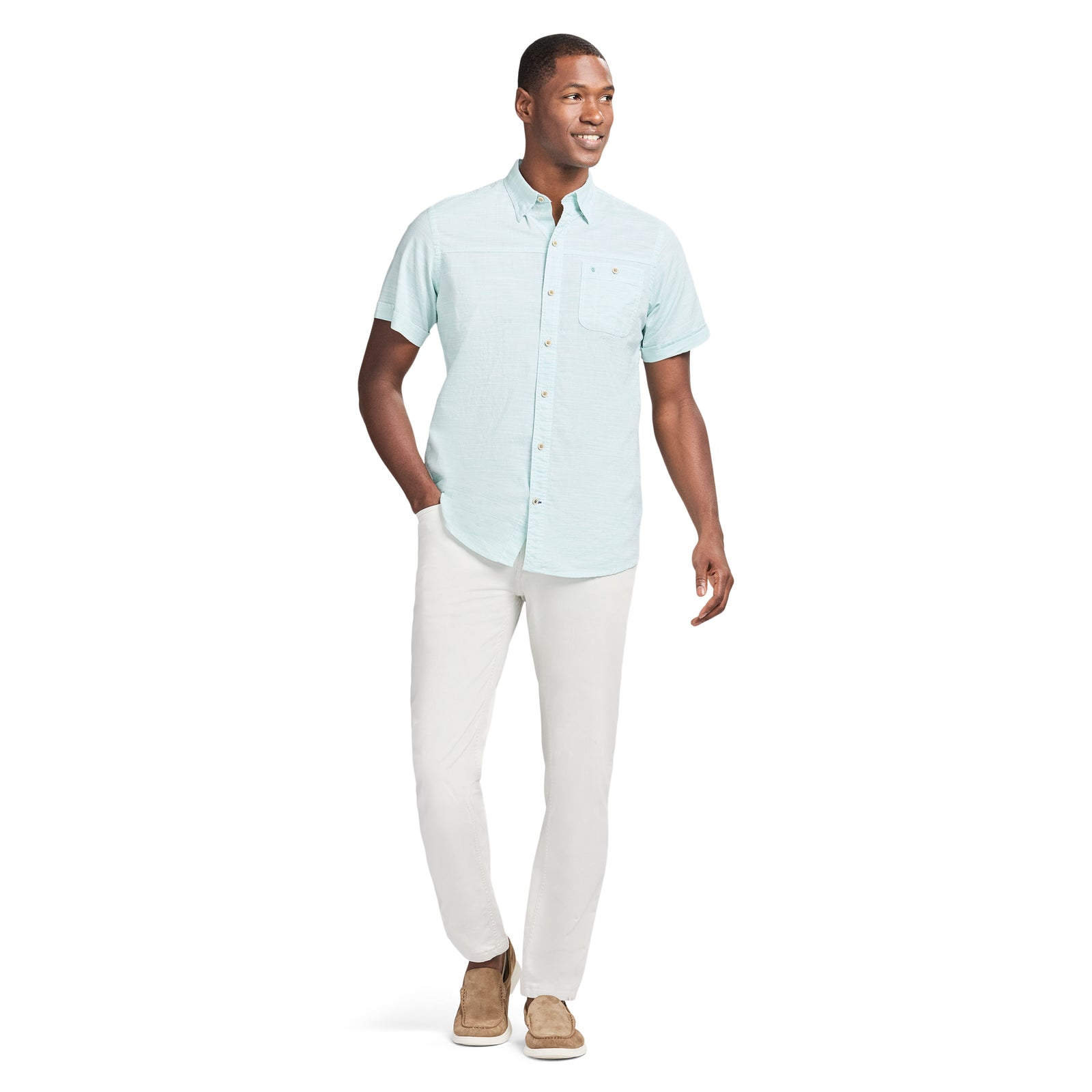 DOCKSIDE CHAMBRAY S/S SHIRT - WASABI – IZOD
