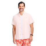 DOCKSIDE CHAMBRAY S/S SHIRT - PEACH COBBLER