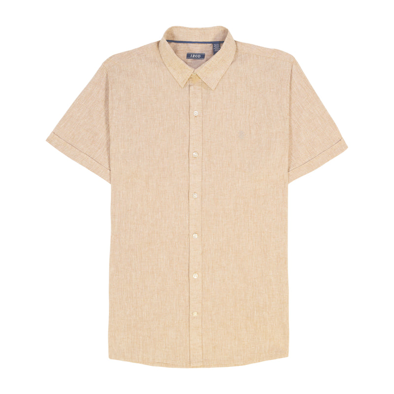 EASY WEAR LUXURY LINEN SHORT-SLEEVE SHIRT - SILVER BIRCH BEIGE