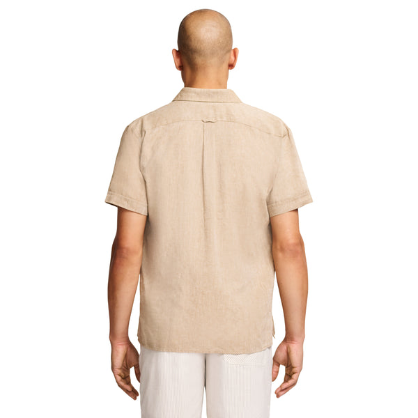 SHORT-SLEEVE EASY WEAR LUXURY LINEN SHIRT - SILVER BIRCH BEIGE