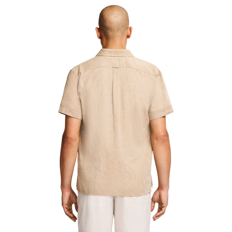 EASY WEAR LUXURY LINEN SHORT-SLEEVE SHIRT - SILVER BIRCH BEIGE