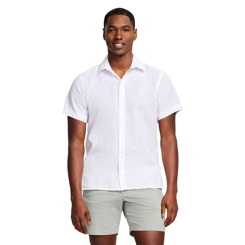 EASY WEAR LUXURY LINEN SHORT-SLEEVE SHIRT - BRIGHT WHITE