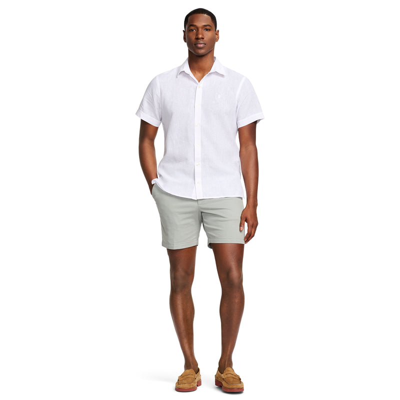 SHORT-SLEEVE EASY WEAR LUXURY LINEN SHIRT - BRIGHT WHITE