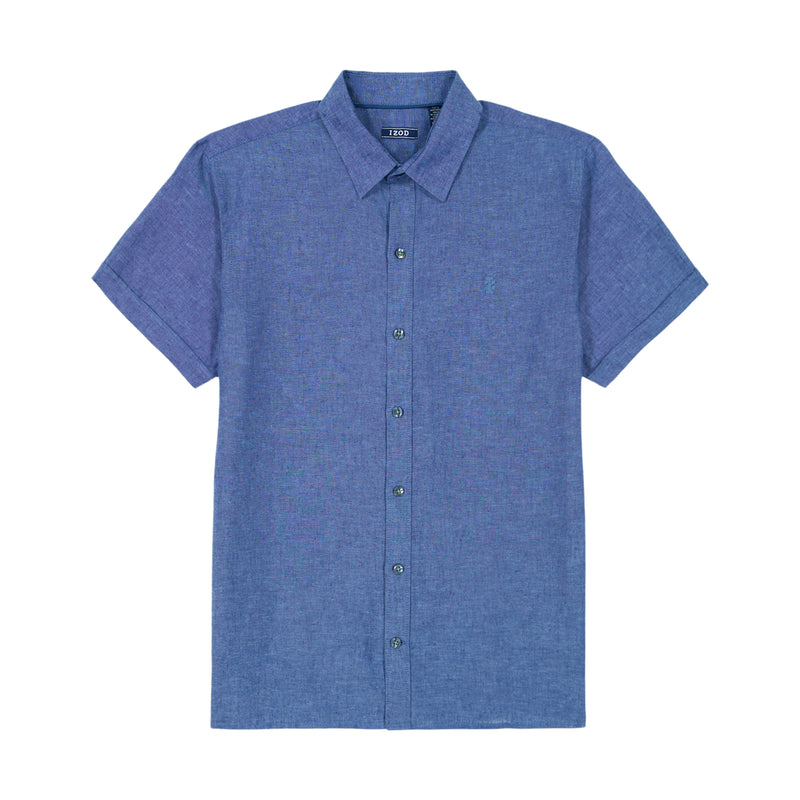 EASY WEAR LUXURY LINEN SHORT-SLEEVE SHIRT - MEDIEVAL BLUE