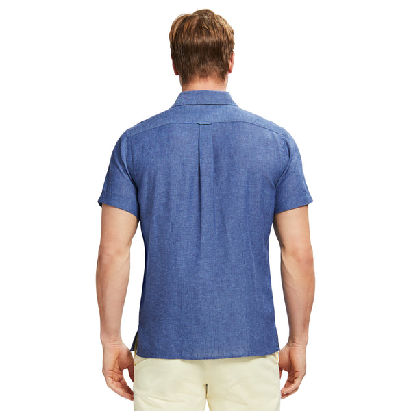 SHORT-SLEEVE EASY WEAR LUXURY LINEN SHIRT - MEDIEVAL BLUE