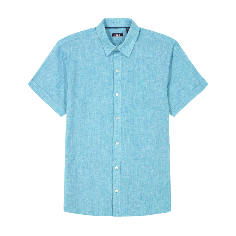 EASY WEAR LUXURY LINEN SHORT-SLEEVE SHIRT - LIMPET SHELL TURQUOISE