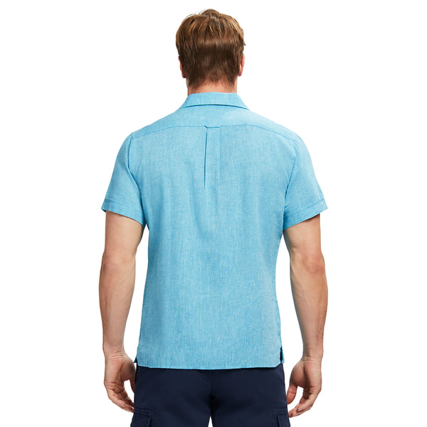 EASY WEAR LUXURY LINEN SHORT-SLEEVE SHIRT - LIMPET SHELL TURQUOISE