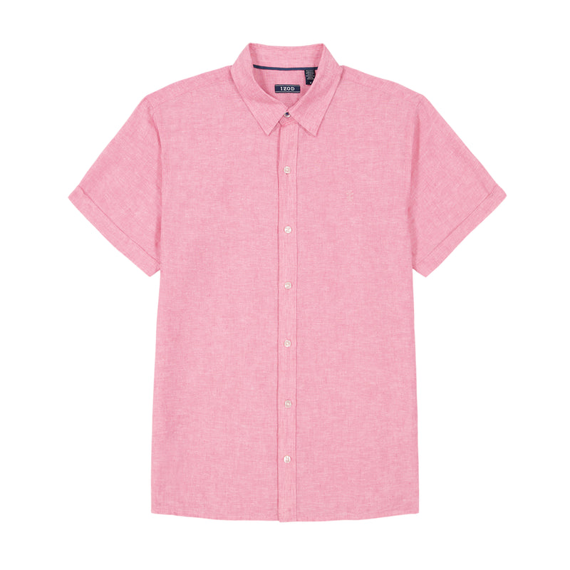 EASY WEAR LUXURY LINEN SHORT-SLEEVE SHIRT - FAIRY TALE PINK