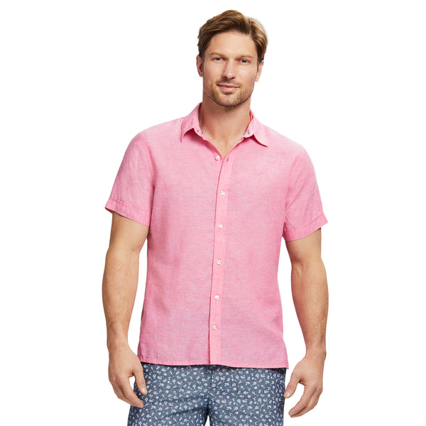 EASY WEAR LUXURY LINEN SHORT-SLEEVE SHIRT - FAIRY TALE PINK