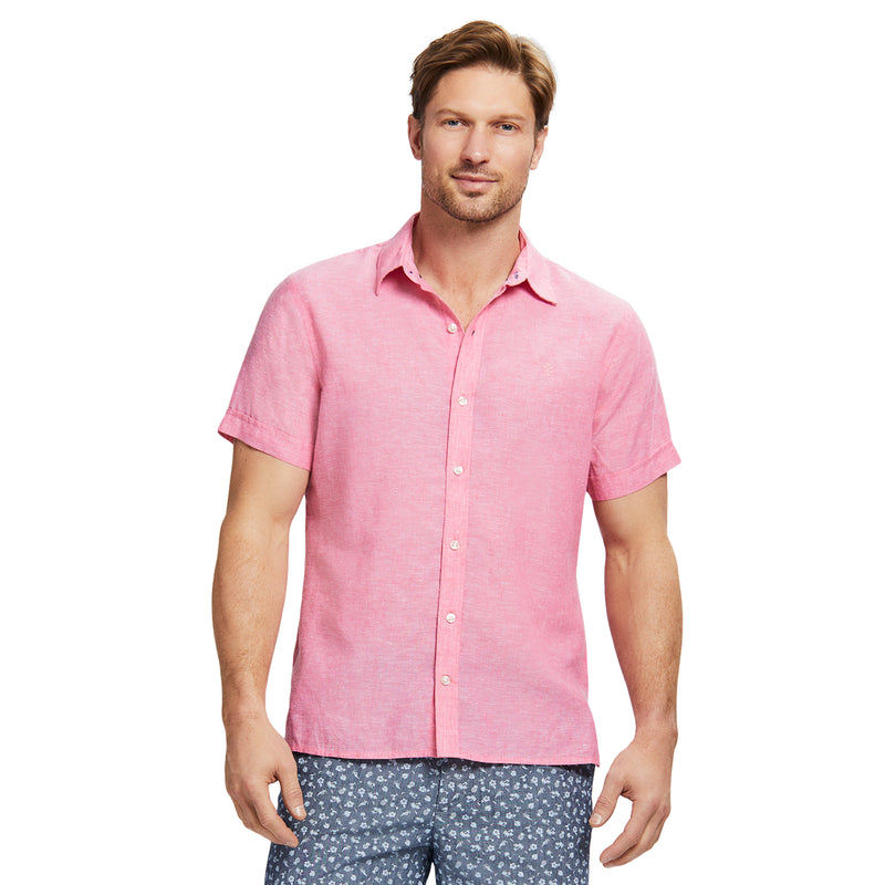 EASY WEAR LUXURY LINEN SHORT-SLEEVE SHIRT - FAIRY TALE PINK