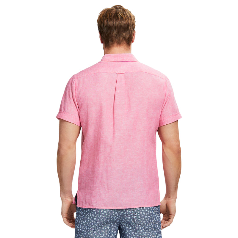 EASY WEAR LUXURY LINEN SHORT-SLEEVE SHIRT - FAIRY TALE PINK