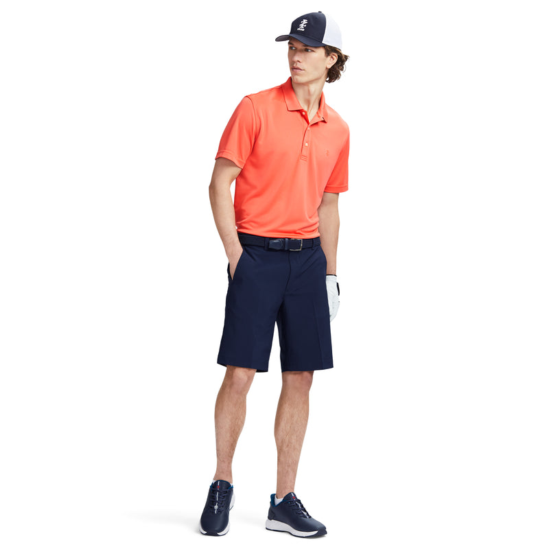 PERFORMANCE GOLF GRID SHORT-SLEEVE STRETCH POLO - DEEP SEA CORAL