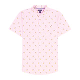 BREEZE SHORT SLEEVE PRINTED BUTTON DOWN SHIRT - FAIRY TALE PINK