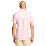 BREEZE SHORT SLEEVE PRINTED BUTTON DOWN SHIRT - FAIRY TALE PINK