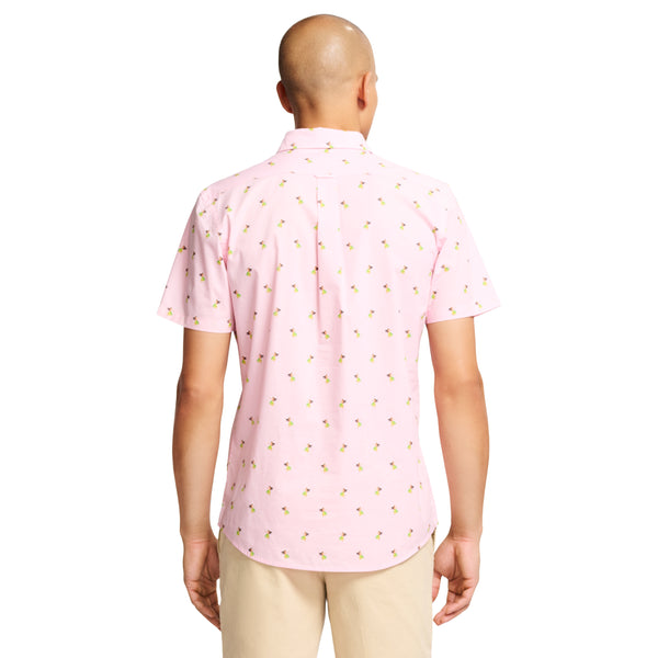 SHORT-SLEEVE BREEZE PRINT BUTTON-DOWN SHIRT - FAIRY TALE PINK