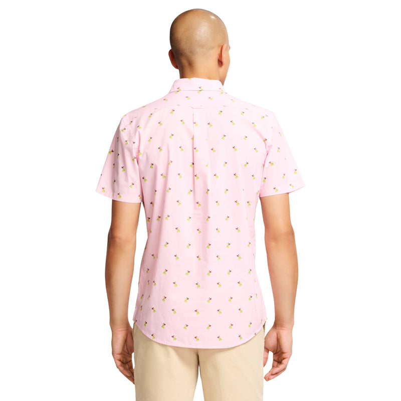 BREEZE PRINT SHORT-SLEEVE BUTTON-DOWN SHIRT - FAIRY TALE PINK