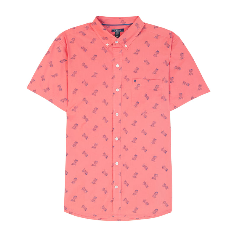 BREEZE PRINT SHORT-SLEEVE BUTTON-DOWN SHIRT - RAPTURE ROSE