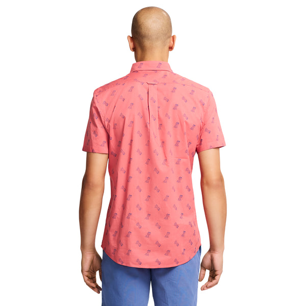 SHORT-SLEEVE BREEZE PRINT BUTTON-DOWN SHIRT - RAPTURE ROSE