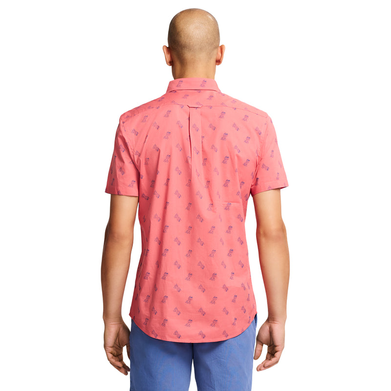 BREEZE PRINT SHORT-SLEEVE BUTTON-DOWN SHIRT - RAPTURE ROSE