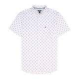 BREEZE SHORT SLEEVE PRINTED BUTTON DOWN SHIRT - BRIGHT WHITE