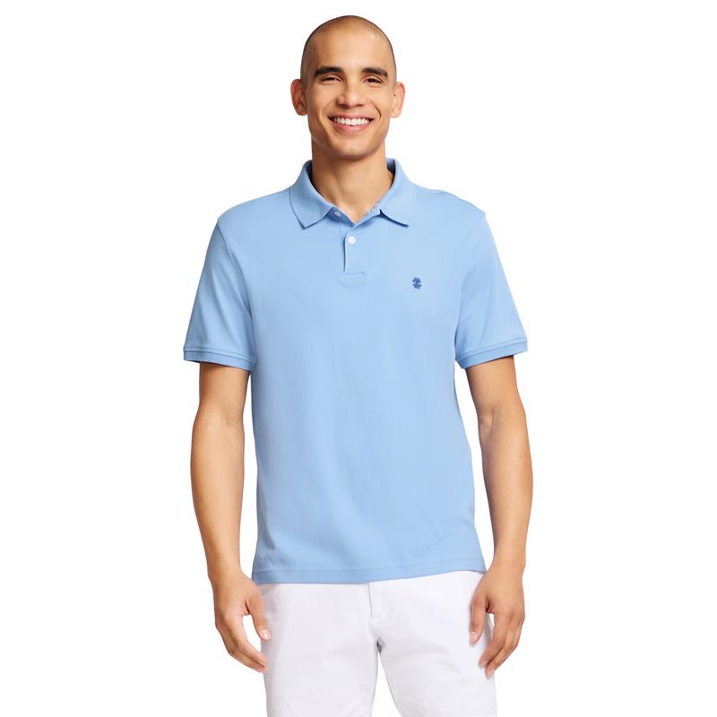 SHORT-SLEEVE INTERLOCK POLO - CORNFLOWER BLUE