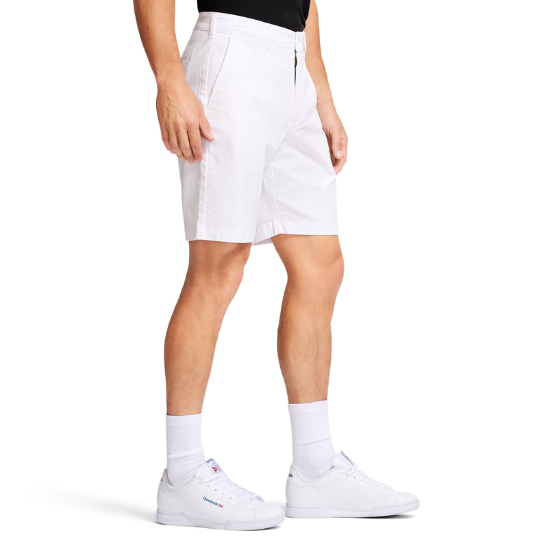 SALTWATER FLAT-FRONT TWILL SHORT 9.5" - BRIGHT WHITE