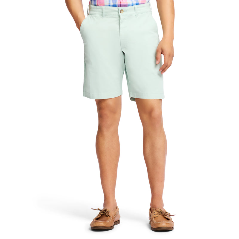 SALTWATER FLAT-FRONT TWILL SHORT 9.5" - HARBOR GRAY SEAFOAM GREEN