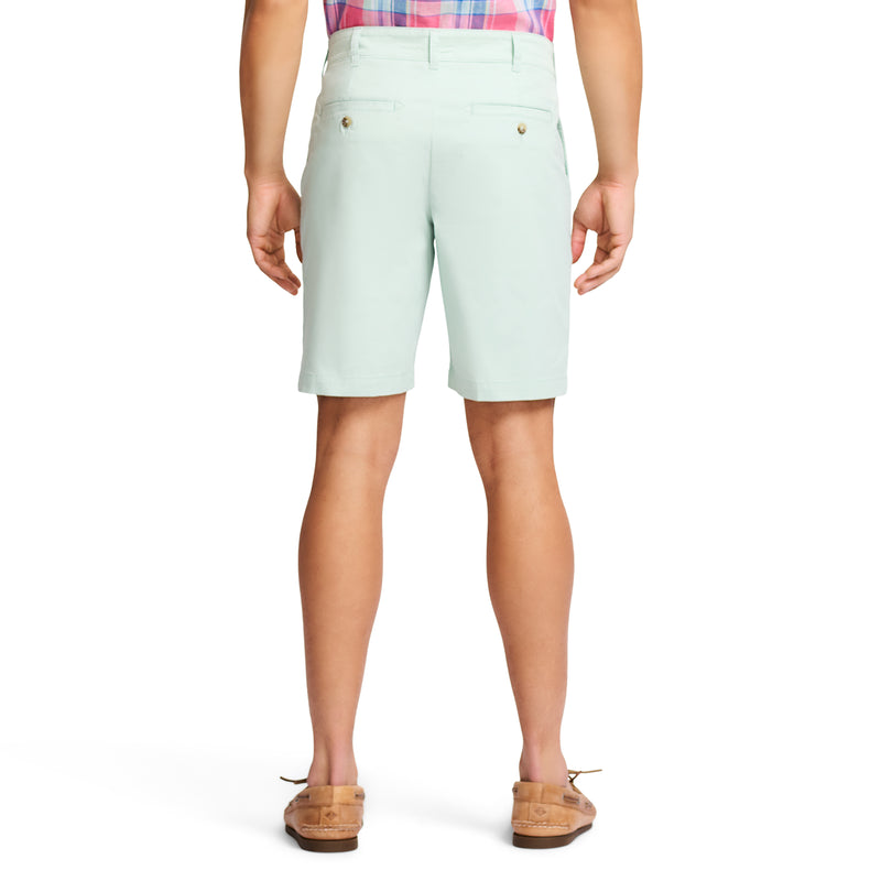 SALTWATER FLAT-FRONT TWILL SHORT 9.5" - HARBOR GRAY SEAFOAM GREEN