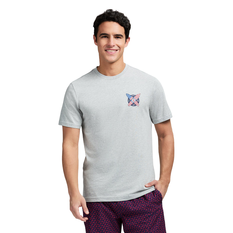 SALTWATER SHORT SLEEVE GRAPHIC TEE - LT GREY HTHR