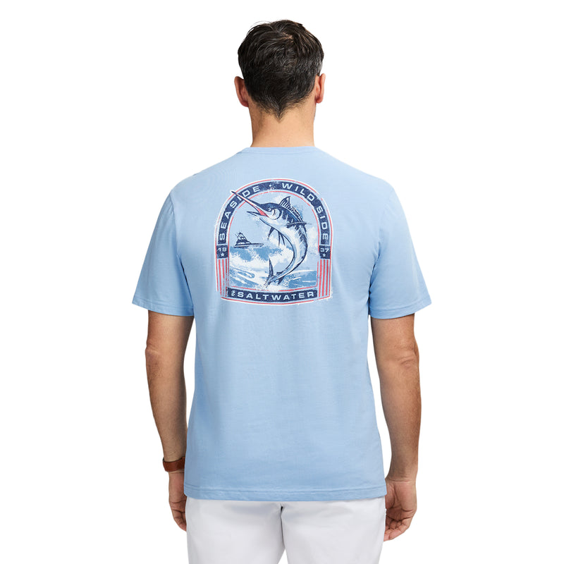 SALTWATER SHORT SLEEVE GRAPHIC TEE - PLACID BLUE