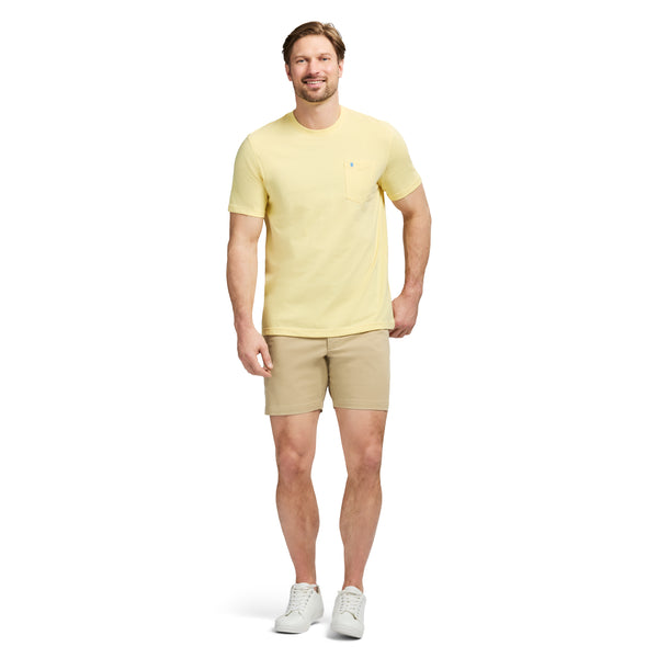 SALTWATER SOFT WASH POCKET TEE - LEMON MERINGUE