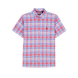 MADRAS PLAID SHORT SLEEVE BUTTON DOWN SHIRT - HOLLY BERRY