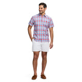 MADRAS PLAID SHORT SLEEVE BUTTON DOWN SHIRT - HOLLY BERRY