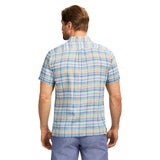 MADRAS PLAID SHORT SLEEVE BUTTON DOWN SHIRT - ALMOND CREAM