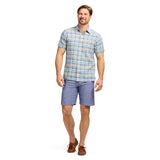 MADRAS PLAID SHORT SLEEVE BUTTON DOWN SHIRT - ALMOND CREAM