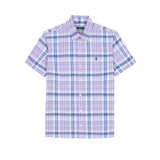 MADRAS PLAID SHORT SLEEVE BUTTON DOWN SHIRT - VIOLA