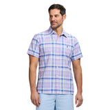 MADRAS PLAID SHORT SLEEVE BUTTON DOWN SHIRT - VIOLA