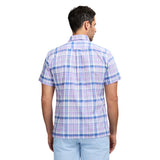 MADRAS PLAID SHORT SLEEVE BUTTON DOWN SHIRT - VIOLA