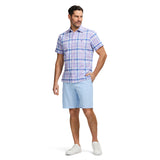 MADRAS PLAID SHORT SLEEVE BUTTON DOWN SHIRT - VIOLA