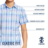 MADRAS PLAID SHORT SLEEVE BUTTON DOWN SHIRT - CHAMBRAY BLUE