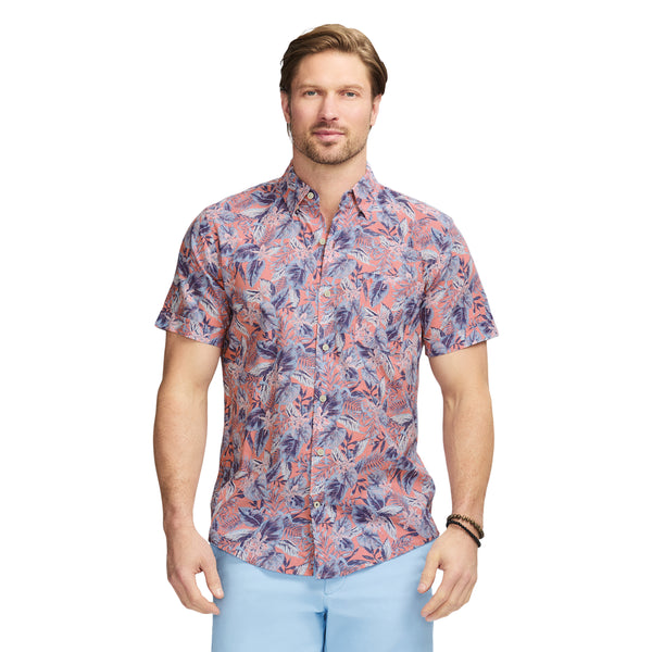 DOCKSIDE SHORT SLEEVE CHAMBRAY PRINTS - MAUVEGLOW