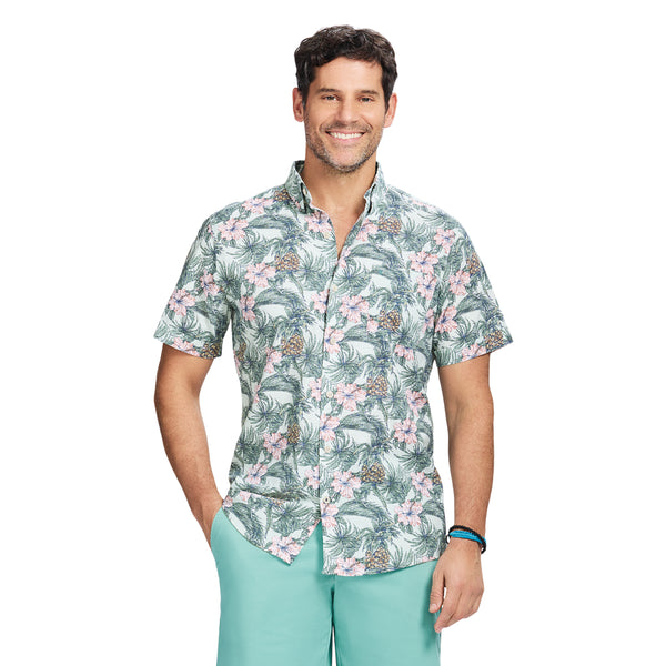 DOCKSIDE SHORT SLEEVE CHAMBRAY PRINTS - MOONLIGHT JADE