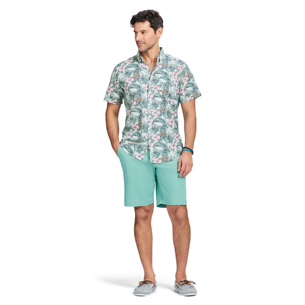DOCKSIDE SHORT SLEEVE CHAMBRAY PRINTS - MOONLIGHT JADE