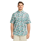 BIG & TALL DOCKSIDE SHORT SLEEVE CHAMBRAY PRINTED SHIRT - JADE