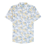 BIG & TALL DOCKSIDE SHORT SLEEVE CHAMBRAY PRINTED SHIRT - BRIGHT WHITE